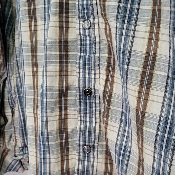 Hawk Men's Embroidered Western Plaid Long Sleeve Snap Button Down Shirt Large - Picture 4 of 6